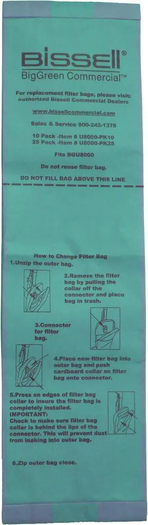 Bissell Commercial 10 Pack Replacement Bags for Upright BGU8000