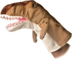 Aurora® - Medium Brown Hand Puppet - 10" T-Rex - Interactive Stuffed Animal
