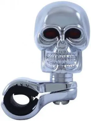 Chrome Die Cast Skull Steering Wheel Spinner Suicide Knob / Universal Bracket