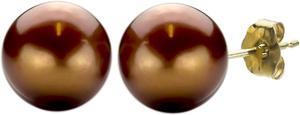 DaVonna 14k Gold Brown Freshwater Pearl Stud Earrings (10-11 mm)