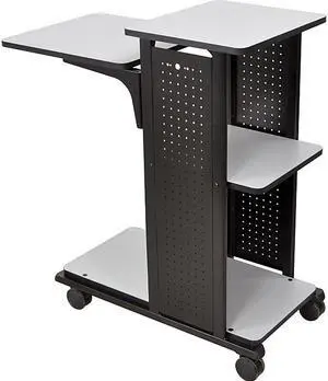 H.Wilson Grey/Black 4-Shelf Mobile Presentation Station