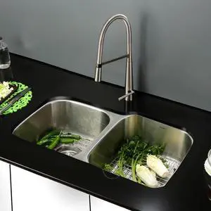 Ruvati 16-Gauge Premium Stainless-Steel Double-Bowl 32-Inch Undermount Kitchen Sink