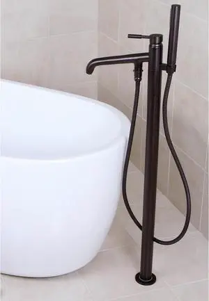 Freestanding Oil Rubbed Bronze Floor-mount Bathtub Filler with Handshower