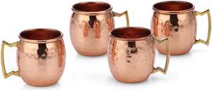 Modern Home Authentic 100% Solid Copper Hammered Moscow Mule Mug Shot Glass - Set of 4