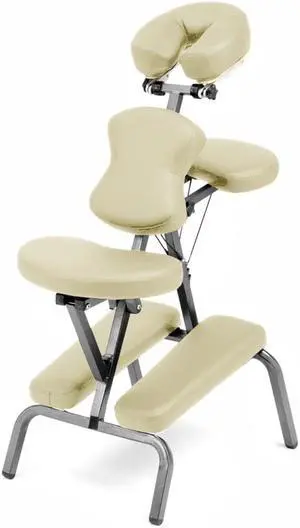 Ataraxia Deluxe Portable Folding Massage Chair w/Carry Case & Strap (Beige)