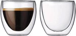 Teaology Coppia Double Wall Borosilicate Glass Tea/Coffee Cup - Set of 2 4oz Glasses
