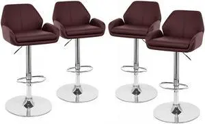 Set of 4 Modern Home Tesla "Leather" Contemporary Adjustable Height Counter/Bar Stool (Espresso)