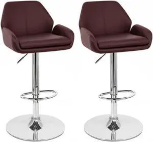 Set of 2 Modern Home Tesla "Leather" Contemporary Adjustable Height Counter/Bar Stool (Espresso)