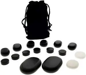16pc Facial Massage Basalt Stone Set w/Velvet Travel Pouch