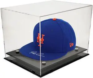 OnDisplay Deluxe UV-Protected Baseball Hat/Helmet Display Case - Black Base - Luxe Handmade Acrylic Case for Autographed Ball Caps, Helmets and More