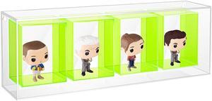 OnDisplay Wall/Table Mount Deluxe Acrylic Display for Funko Pop/Dolls/Figurines (4 Section - Neon Green)