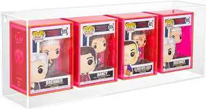 OnDisplay Wall/Table Mount Deluxe Acrylic Display for Funko Pop/Dolls/Figurines (4 Section - Neon Pink)