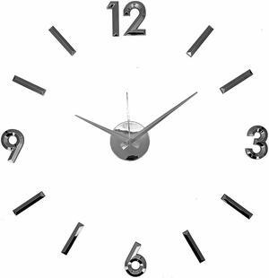 Modern Home Self Adhesive DIY 3D Wall Clock - Metallic Black