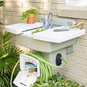 Modern Home Wall Mounted Outdoor Garden Sink w/Hose Holder