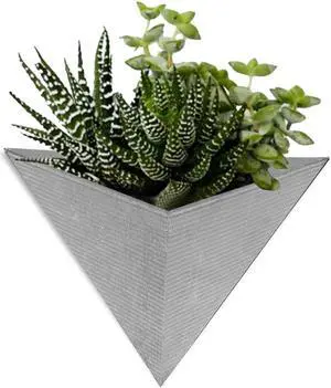 Modern Home Triangle Living Wall Mounted Galvanized Steel/Zinc Succulent/Herb Planter (Aged Zinc, Single)