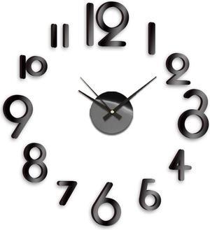 Modern Home Self Adhesive DIY 3D Wall Clock - Art Deco Black