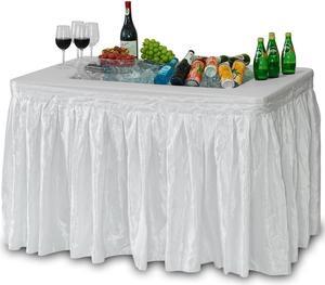 Modern Home 4' Portable Folding Party Ice Bin Table with Edge and Skirt (White)