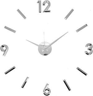 Modern Home Self Adhesive DIY 3D Wall Clock - Metallic Silver