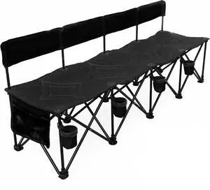 GoTEAM! Pro 4 Seat Portable Folding Team Bench - Black