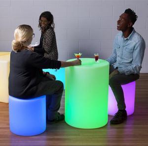 Vandue Modern Home Wireless LED Glowing Cylinder Stool w/Infrared Remote Control (16")