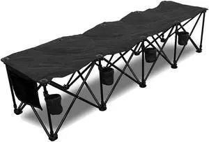 GoTEAM! 4 Seat Portable Folding Team Bench - Black
