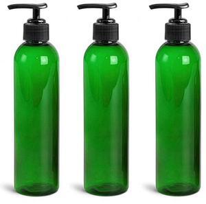 Royal Massage 8oz Bullet Round Massage Oil/Lotion/Liquid Bottle with Saddle Pump (Green, Set of 3)