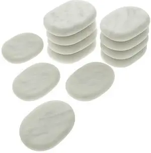 Royal Massage Premium White Marble Cold Massage Stones  Set of 12 Oval-Shaped Basalt Therapy Stones