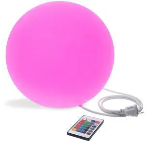 Modern Home LED Glow Ball  Color-Changing Plug-In Light Orb Sphere for Indoor & Outdoor Use - Plug-In Direct Wired (12")