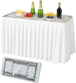 Modern Home 4' Portable Folding Party Ice Bin Table with Skirt (White)