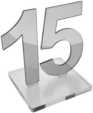 OnDisplay Luxe Laser Cut Mirrored Acrylic Wedding/Party/Event Table Numbers (Silver, 11-15)