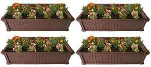 Modern Home Raised Garden Bed Kit - Stackable Modular Flower/Planter Kit (4'x2' Brown, Set of 4)