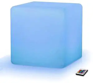 Modern Home LED Glowing Cube Box Stool w/Infrared Remote Control (20")