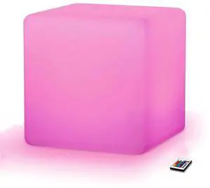 Modern Home LED Glowing Cube Box Stool w/Infrared Remote Control (24")