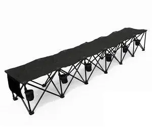 GoTEAM! 6 Seat Portable Folding Team Bench - Black