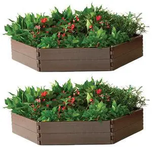 Modern Home Raised Garden Bed Kit - Stackable Hexagon Modular Flower/Planter Kit (Set of 2)