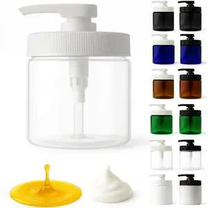 Royal Massage 16oz Massage Oil/Lotion/Cream Pump Jar with Locking Twist Top (Clear/White, 1)