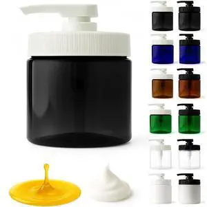 Royal Massage 16oz Massage Oil/Lotion/Cream Pump Jar with Locking Twist Top (Black/White, 1)