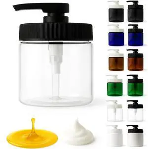 Royal Massage 16oz Massage Oil/Lotion/Cream Pump Jar with Locking Twist Top (Clear/Black, 1)