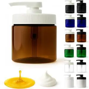 Royal Massage 16oz Massage Oil/Lotion/Cream Pump Jar with Locking Twist Top (Amber/White, 1)