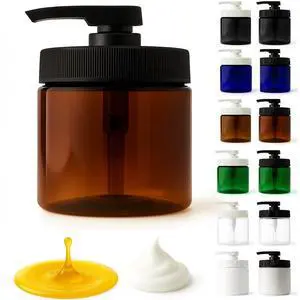 Royal Massage 16oz Massage Oil/Lotion/Cream Pump Jar with Locking Twist Top (Amber/Black, 1)