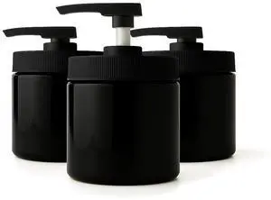 Royal Massage 16oz Massage Oil/Lotion/Cream Pump Jar with Locking Twist Top (Black/Black, 3)