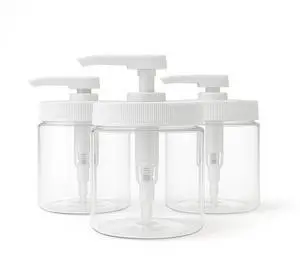 Royal Massage 16oz Massage Oil/Lotion/Cream Pump Jar with Locking Twist Top (Clear/White, 3)