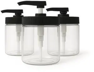 Royal Massage 16oz Massage Oil/Lotion/Cream Pump Jar with Locking Twist Top (Clear/Black, 3)