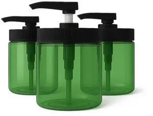 Royal Massage 16oz Massage Oil/Lotion/Cream Pump Jar with Locking Twist Top (Green/Black, 3)