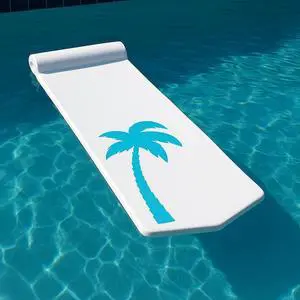 California Sun Luxury Vinyl-Dipped Pool Float with Built-in Pillow  Soft Closed-Cell Foam Lounger for Adults, Unsinkable Water Mat (White Palm Tree)