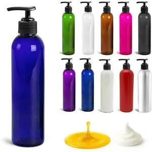 Royal Massage 8oz Bullet Round Massage Oil/Lotion/Liquid Bottle with Saddle Pump (Blue, 1)