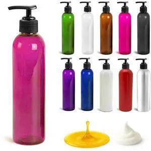 Royal Massage 8oz Bullet Round Massage Oil/Lotion/Liquid Bottle with Saddle Pump (Pink, 1)