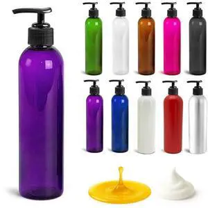 Royal Massage 8oz Bullet Round Massage Oil/Lotion/Liquid Bottle with Saddle Pump (Purple, 1)