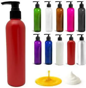 Royal Massage 8oz Bullet Round Massage Oil/Lotion/Liquid Bottle with Saddle Pump (Matte Red, 1)