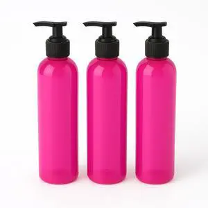 Royal Massage 8oz Bullet Round Massage Oil/Lotion/Liquid Bottle with Saddle Pump (Pink, 3)